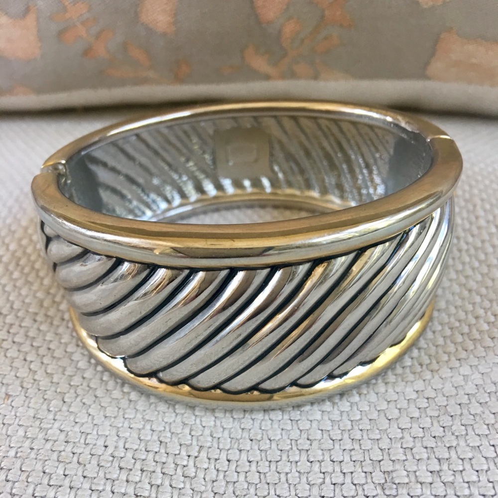 SOLD Large Gold & Silver Swirled Cuff